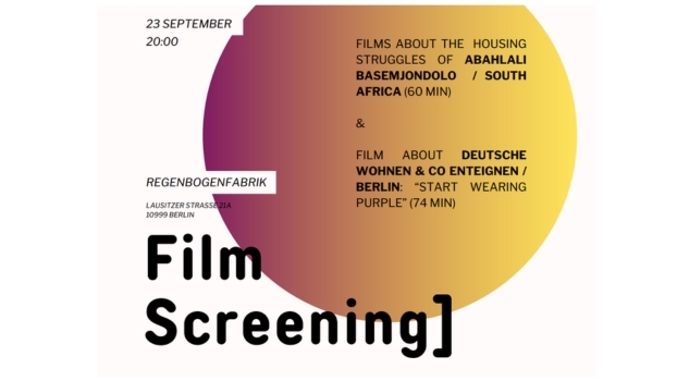 Filmabend über die Kämpfe um Wohnraum in Südafrika und Deutschland